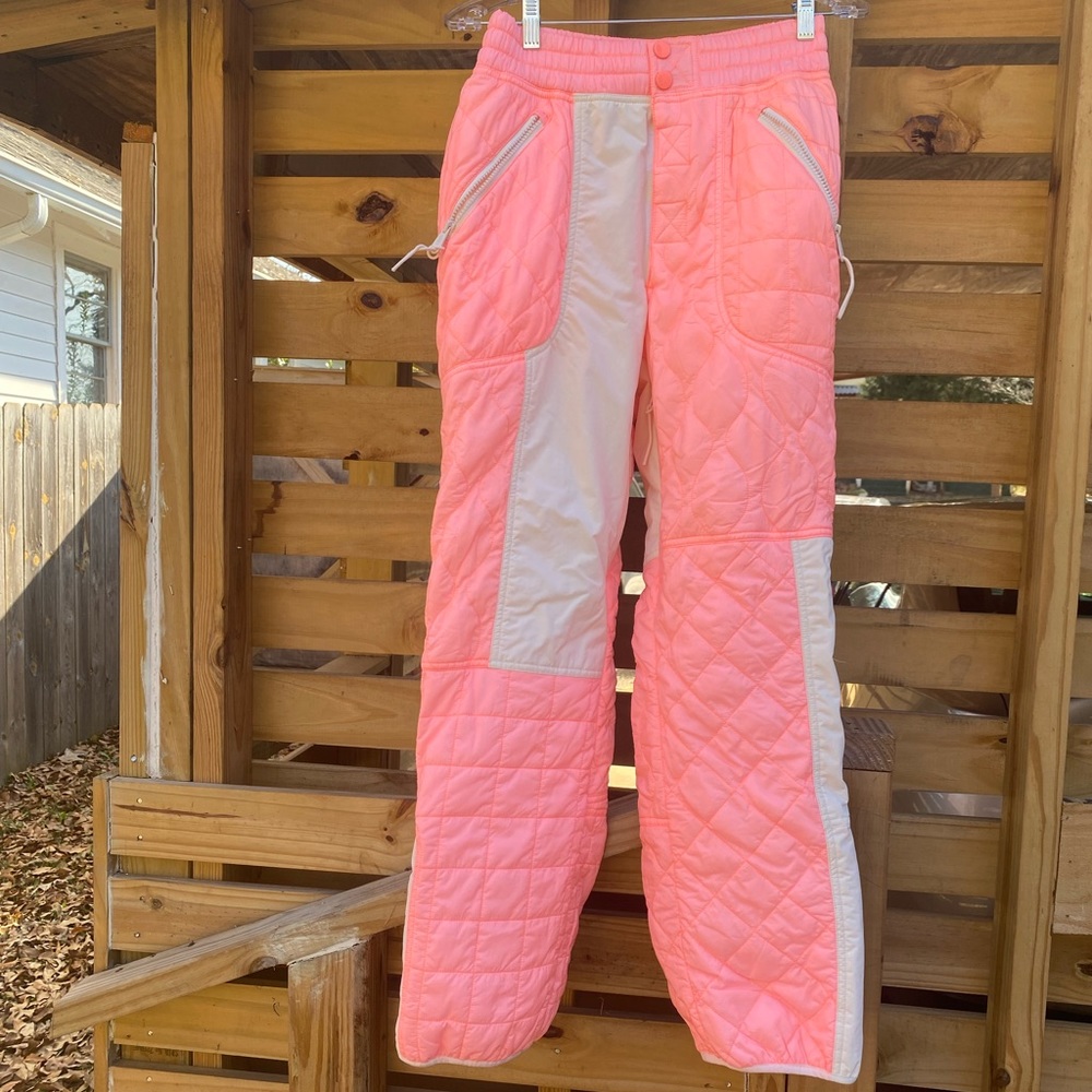 Free People Pink and Cream Quilted Pants